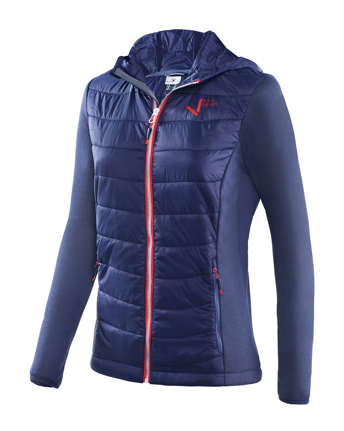 Black Crevice Damen Hybrid Kapuzenjacke, atmungsaktive, sportliche Outdoor Jacke
