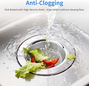 Chefbee 4PCS 4.4 Stainless Steel Kitchen Sink Drain Strainer Food Catcher