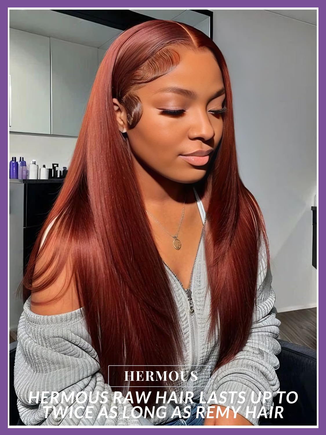 13A Double Drawn Reddish Brown Straight Human Hair Bundles, Full and Thick Copper Red 100% Brazilian Raw Hair 3 Weave Auburn Colored 33B Brownish Straight Bundles 10 12 14 Inch Sew In