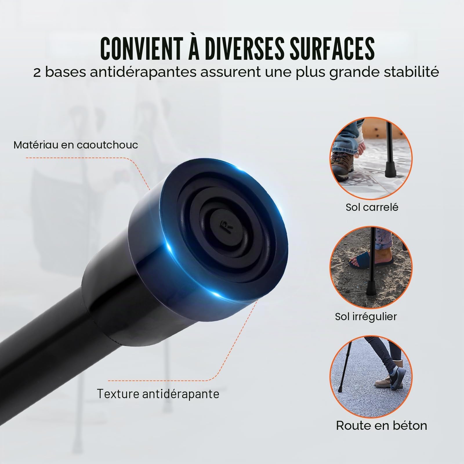 VEVOR Béquilles d'Avant-bras 2PCS, Béquilles de Marche Pliables Réglable en Hauteur 10 Niveaux, Manche Supérieure Ouverte, Béquilles Médicales Légères, pour Adultes, Chirurgie, Blessure aux Jambes