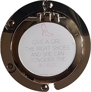 Accroche Sac - Porte Sac - Crochet pour Sac A Main - Accroche Sac Pliable avec Miroir - Give a Girl The Right Shoes and She Can Conquer The World -