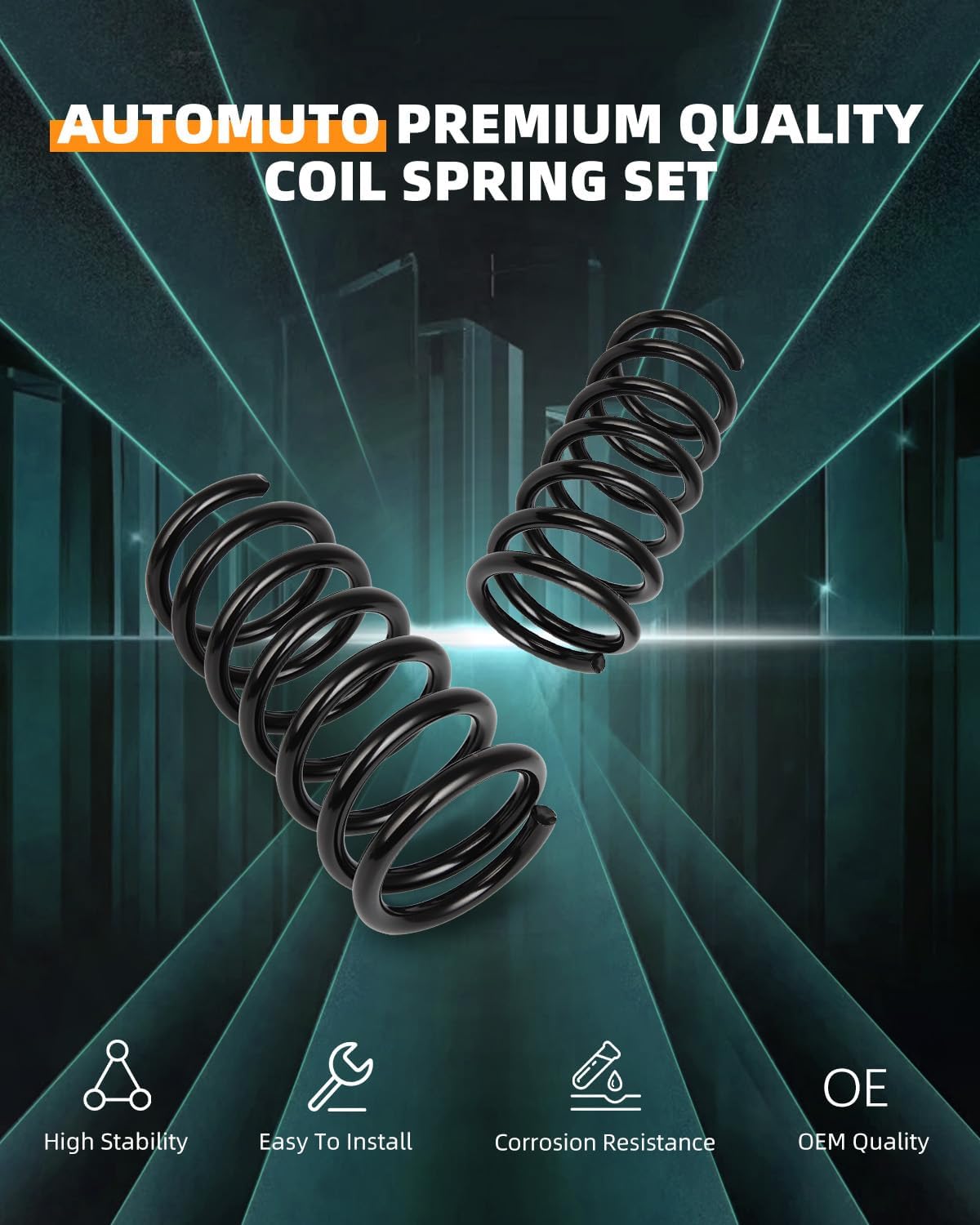 AUTOMUTO 2PCS Rear Suspension Coil Spring Set Compatible with 2002-2006 for Nissan Altima, 2004-2008 for Nissan Maxima - Replace 80555 Coil Springs
