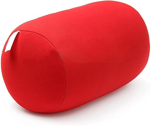 Miniatura 5 de Almohada ortopédica redonda de microcuentas para el cuello cilíndrico, almohada de espuma viscoelástica que reduce el dolor de espalda, color rojo,