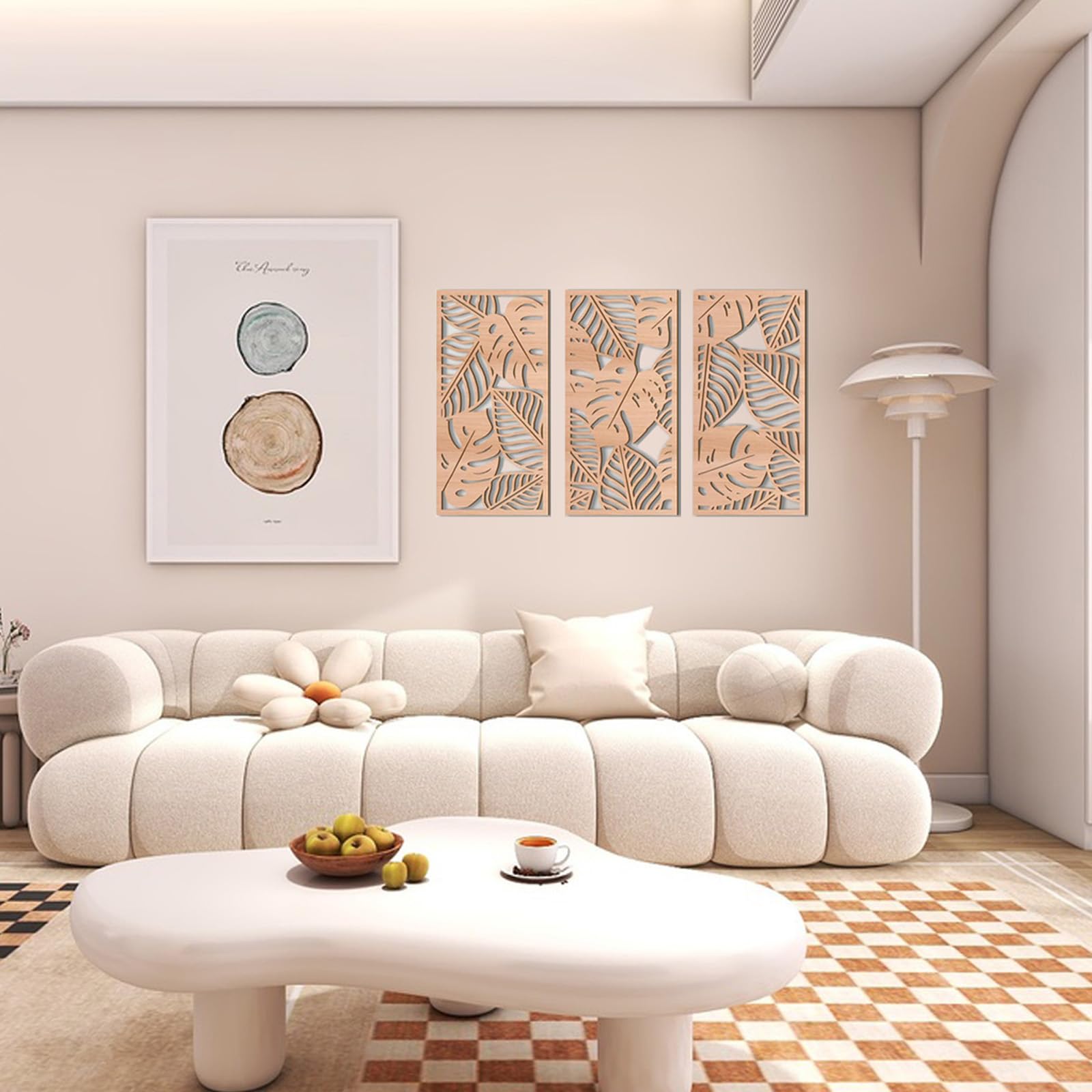 5 Decorazioni Murali In Legno Stile Bohémien – Set Con Foglie E Forme Geometriche, 20 E 25 Cm, Per Soggiorno, Camera, Ufficio - copertina