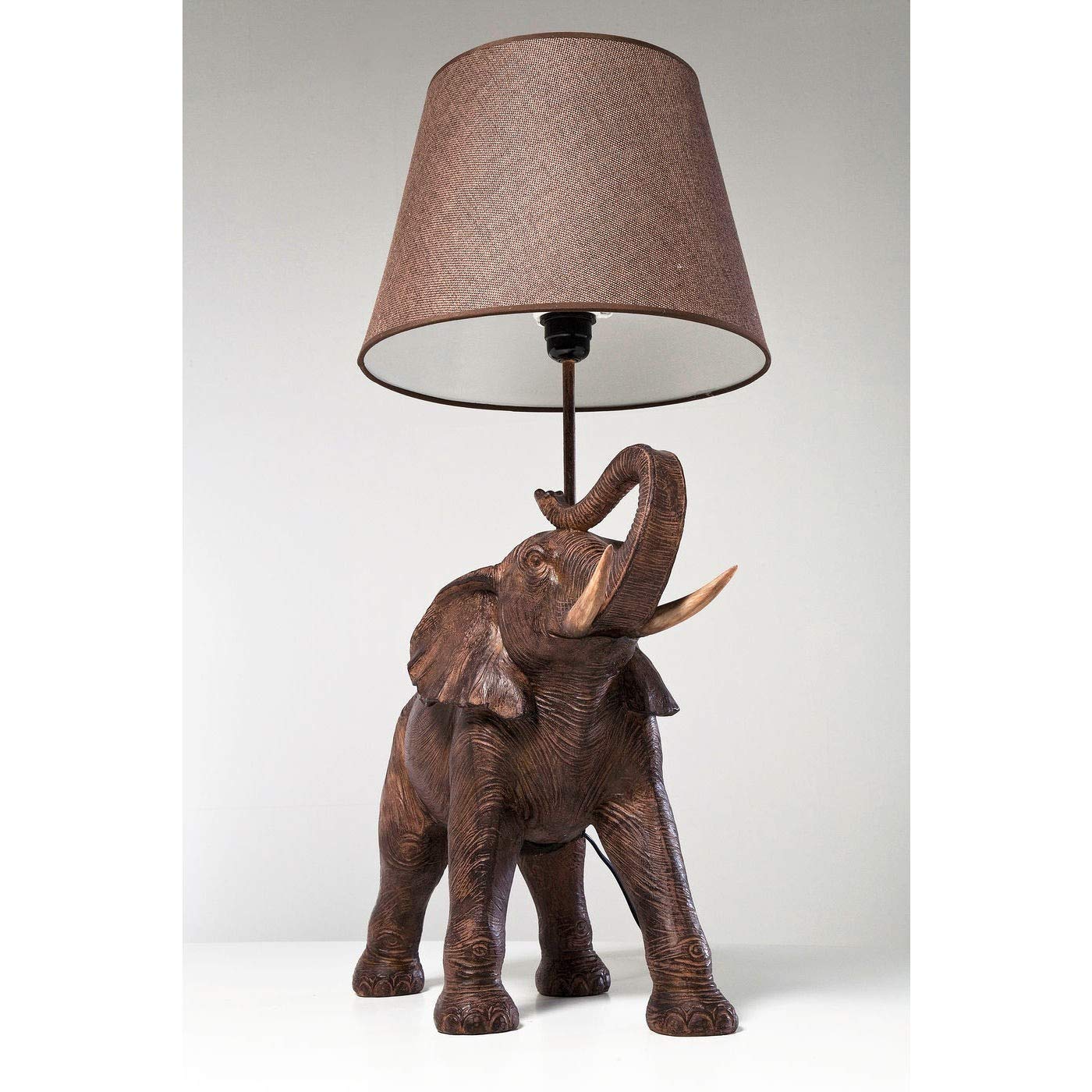 Kare Design Tischlampe Animal Elephant Safari Braun, Tischleuchte, Elefant, Tiermotiv, Dekoleuchte, Schreibtischlampe Kinder, Nachttischlampe, Leuchtmittel nicht inklusive 74x52x33 cm (H/B/T)