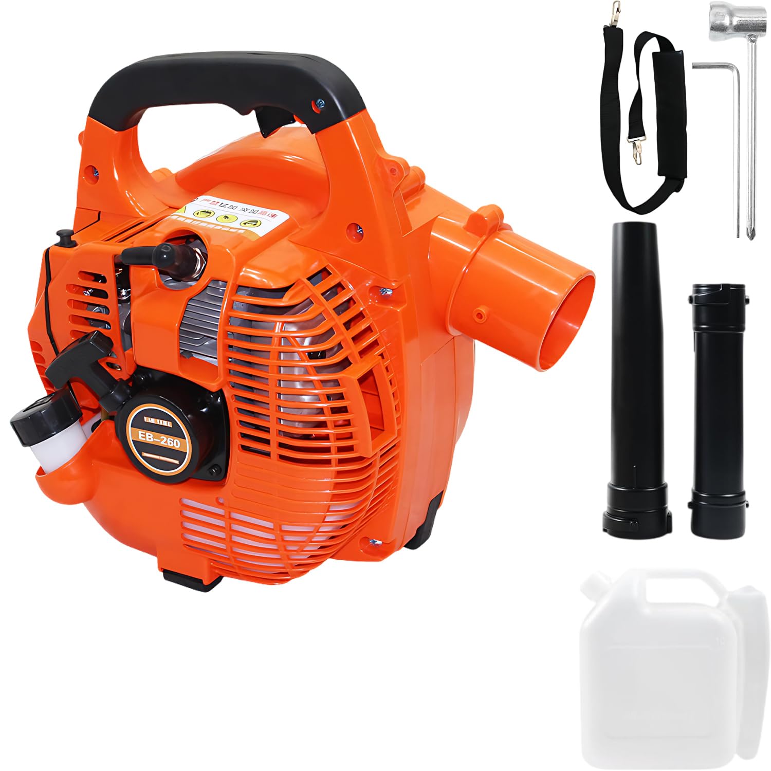 26 CC Soplador de hojas a gasolina portátil inalámbrico, potente motor de 2 tiempos refrigerado por aire - 7500 rpm / 0,75 kW, ligero, para limpieza de hojas, nieve y polvo