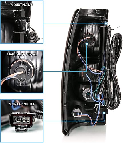 Miniatura 7 de AmeriLite para 2003-2006 Chevy Silverado Juego de luces traseras de repuesto estilo OE en rojo rubí, lámpara de freno trasera con bombillas