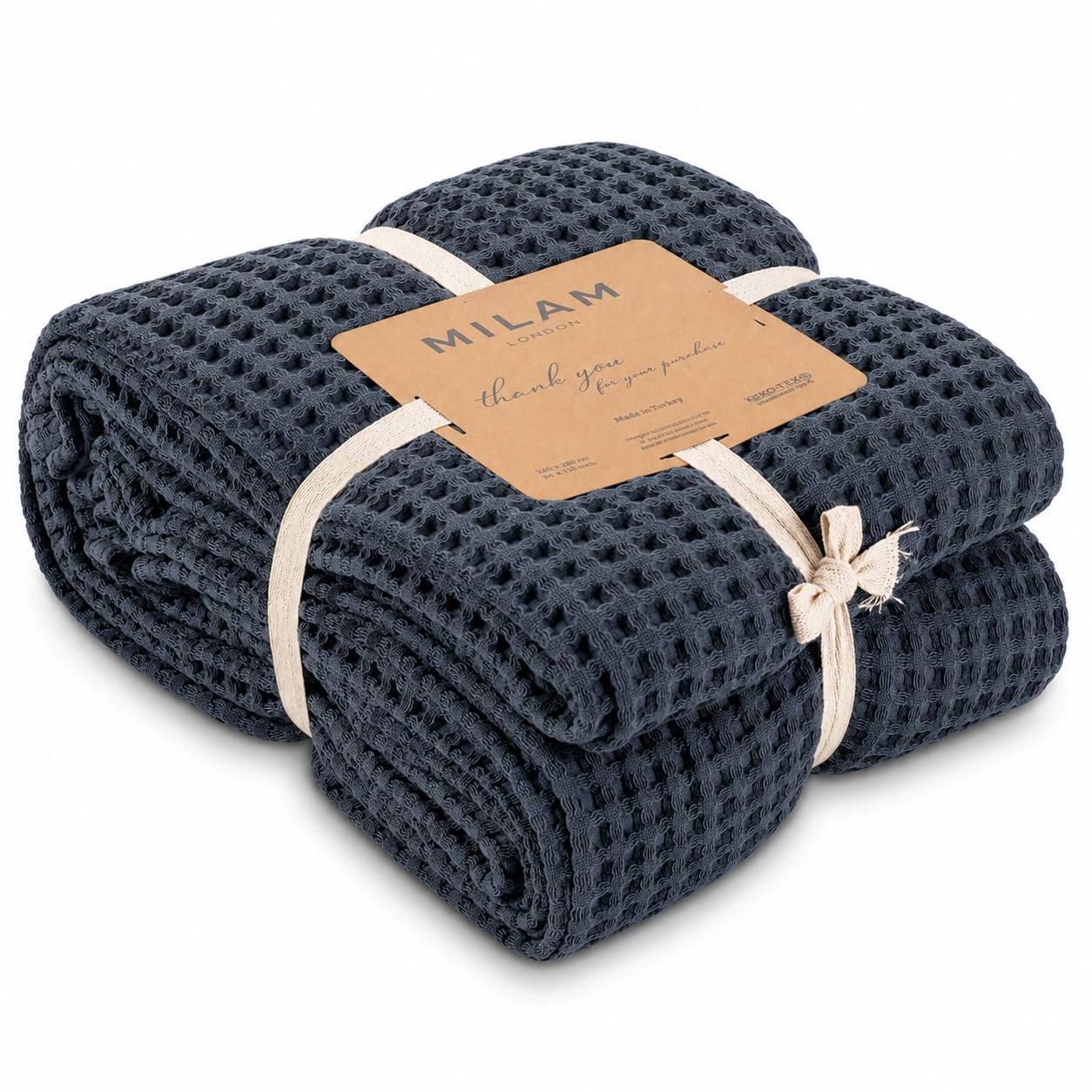 Couvre-lit king size 100% coton doux 220x240 cm grande couverture de canapé bleu marine