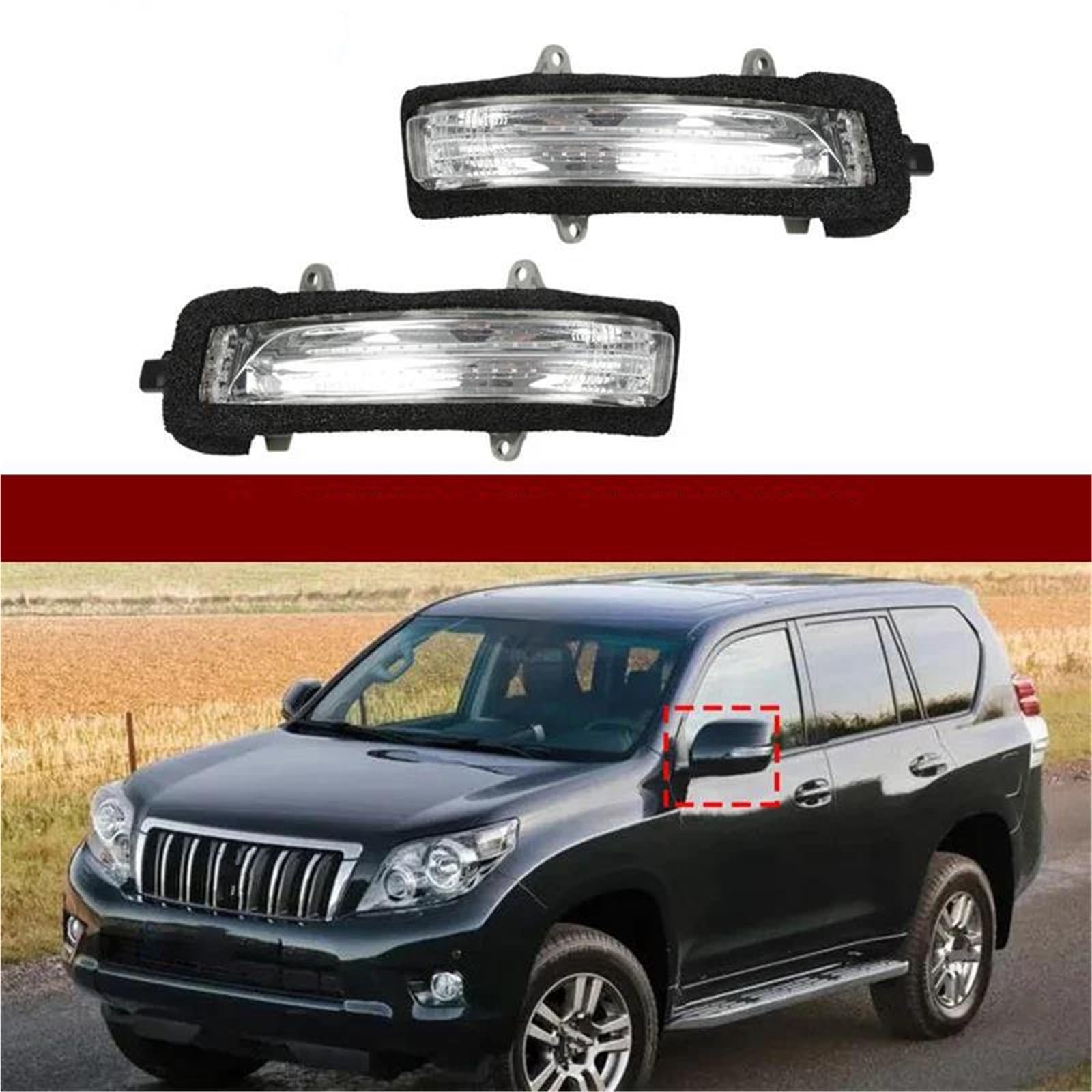 Generico Indicatore Di Direzione Laterale Per Toyota Per Land Per Cruiser Per Prado 2009-2016 Per Cruiser 2012-2017 81740-60090 Lampada Indicatore Direzione A LED Specchietto Retrovisore(Pair)