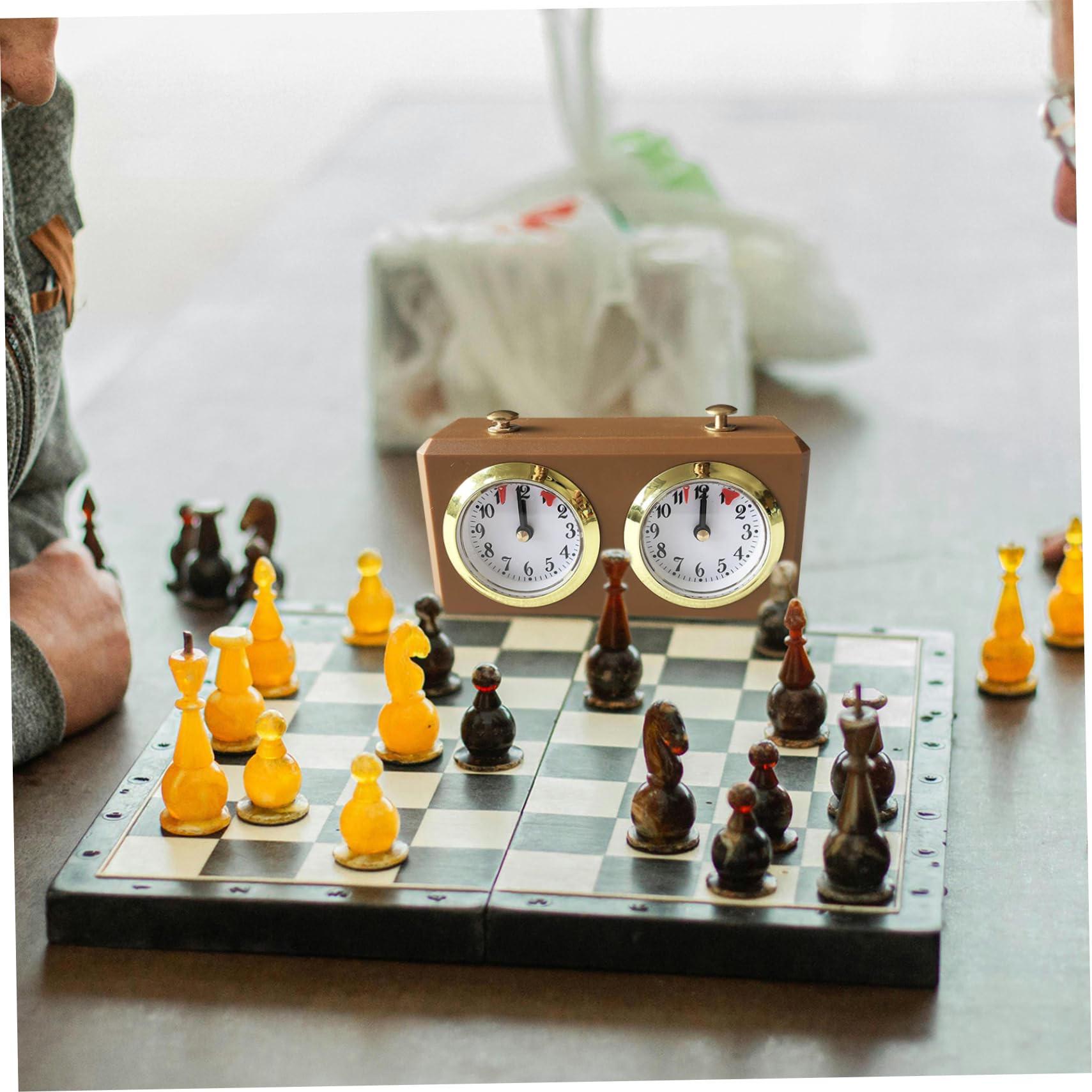 Horloge d'échecs, minuterie d'échecs mécanique Professionnelle avec Bouton de démarrage de synchronisation, minuterie 'Horloge Portable analogique 6x4x2 pour Board International