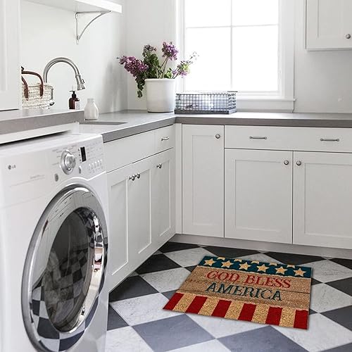 Miniatura 4 de Bless America - Tapete patriótico de fibra de coco para exteriores, 24 x 35 pulgadas, rústico, para interiores y exteriores, antideslizante, con