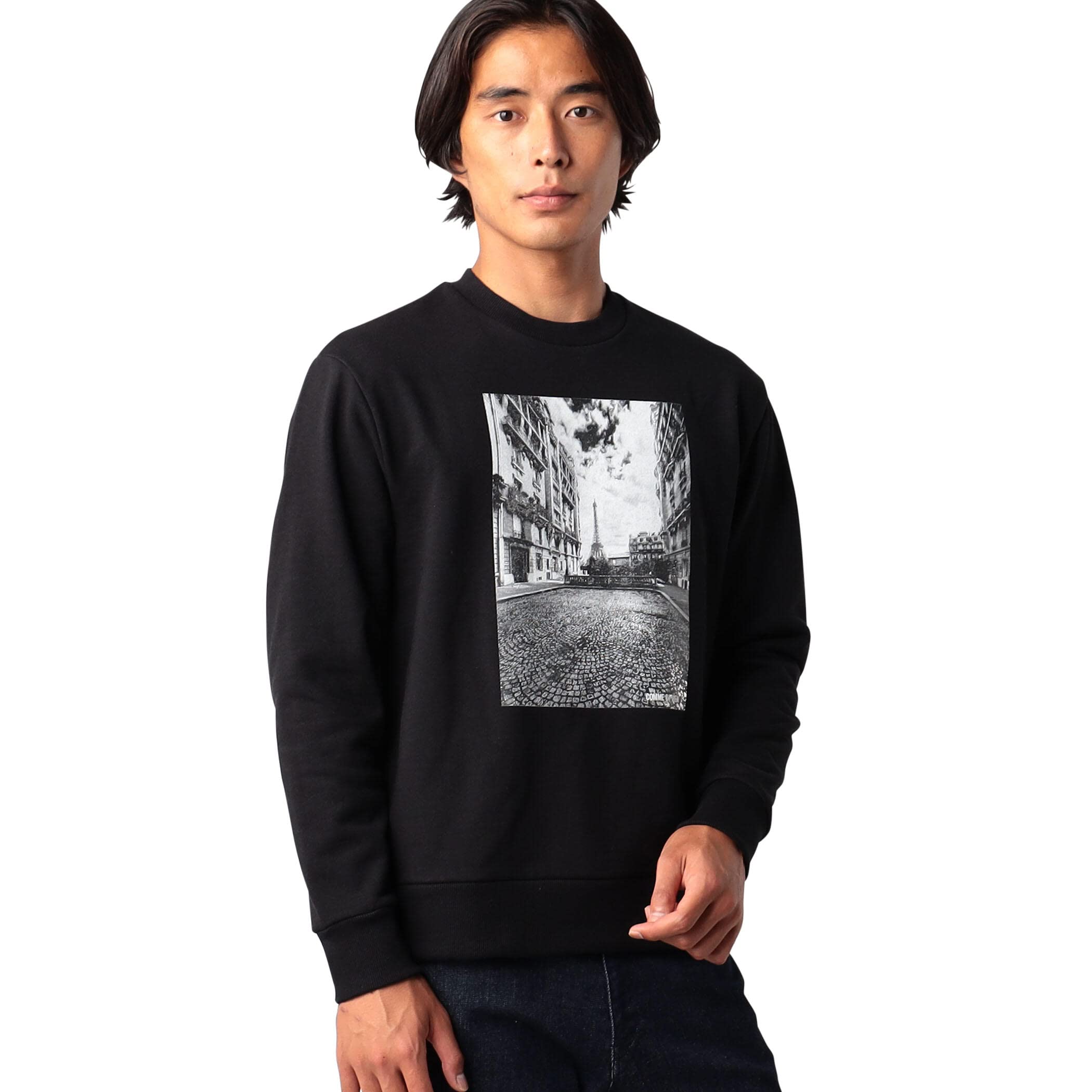 (コムサ・メン) COMME CA MEN フォトプリント クルーネックスウェット【EIFFEL TOWER/エッフェル塔】 07-40CA03-202