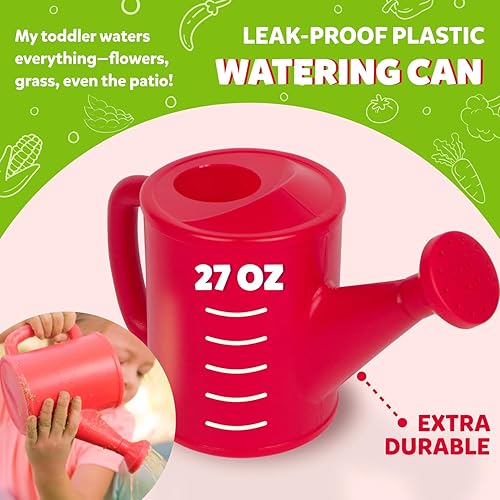 Miniatura 4 de Clever Kid Toys - Set de jardinería para niños con bolsa resistente regadera pala rastrillo y espátula