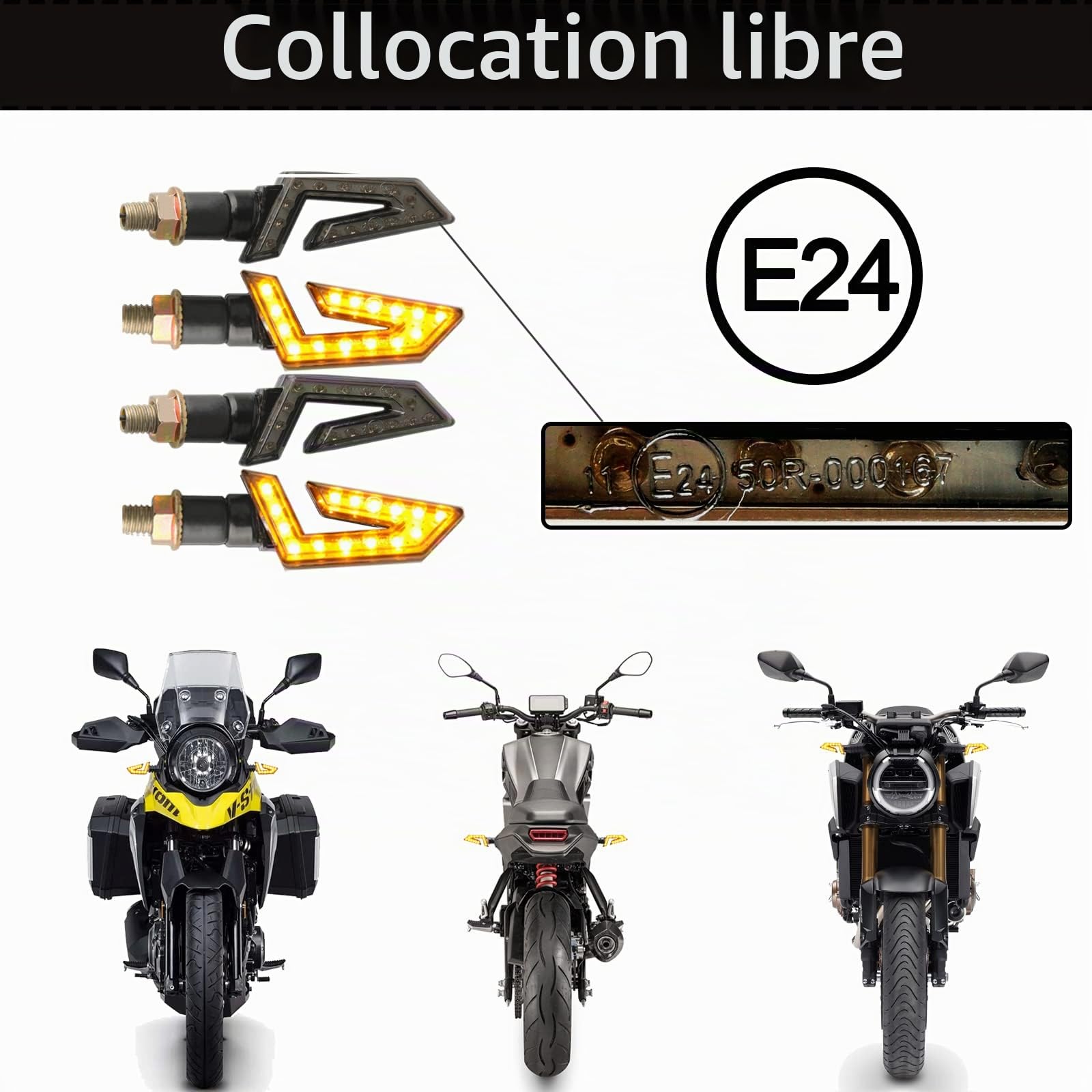 JMTBNO 4PCS Flèche Moto Clignotants Universel 12V 15 LED Moto Clignotants Indicateurs pour Rue Sports Vélo Dirt Bike Cruiser Scooter Quad Enduro Off Road