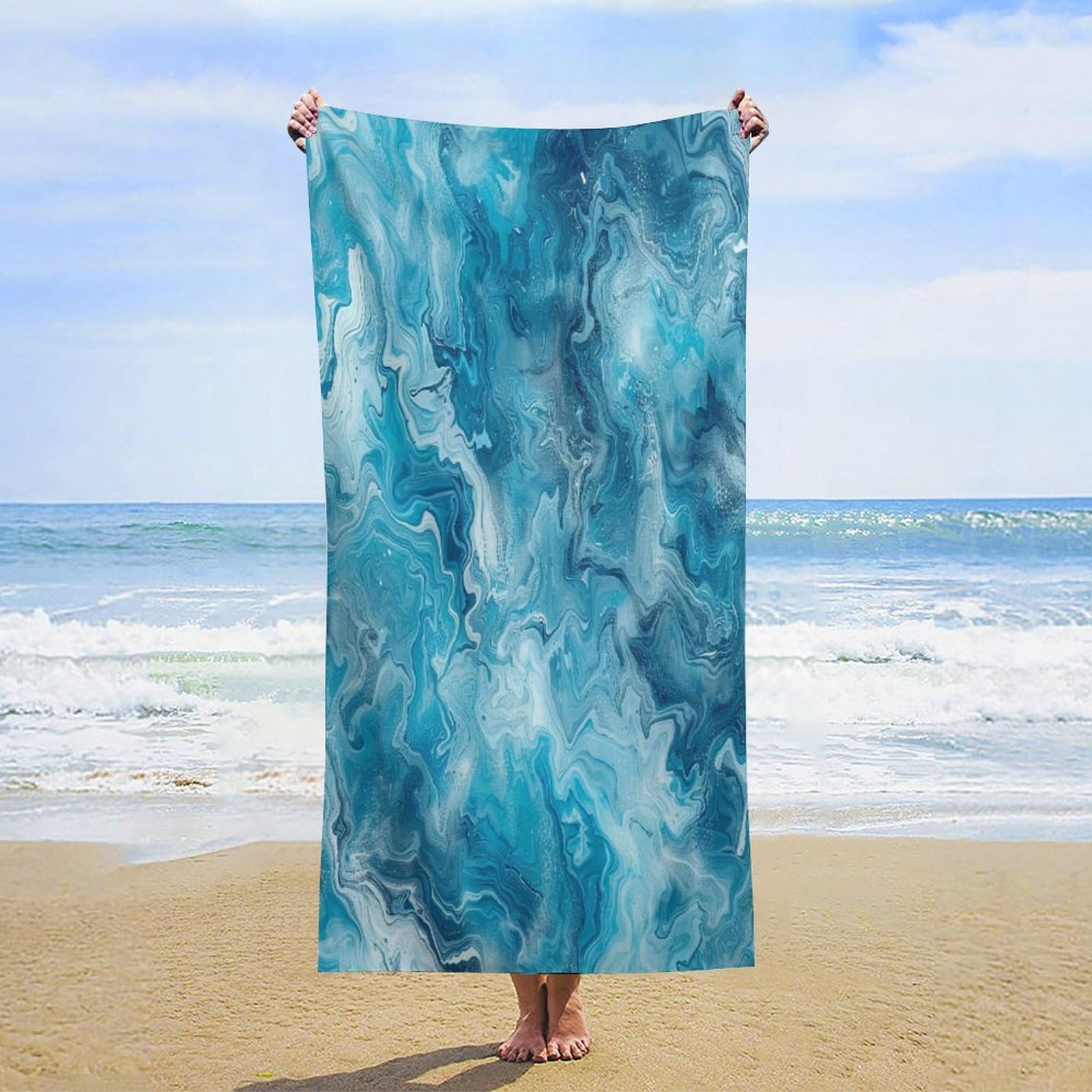 Amazon.com: MaSiledy Beach Towel Blue Turquoise Navy Water