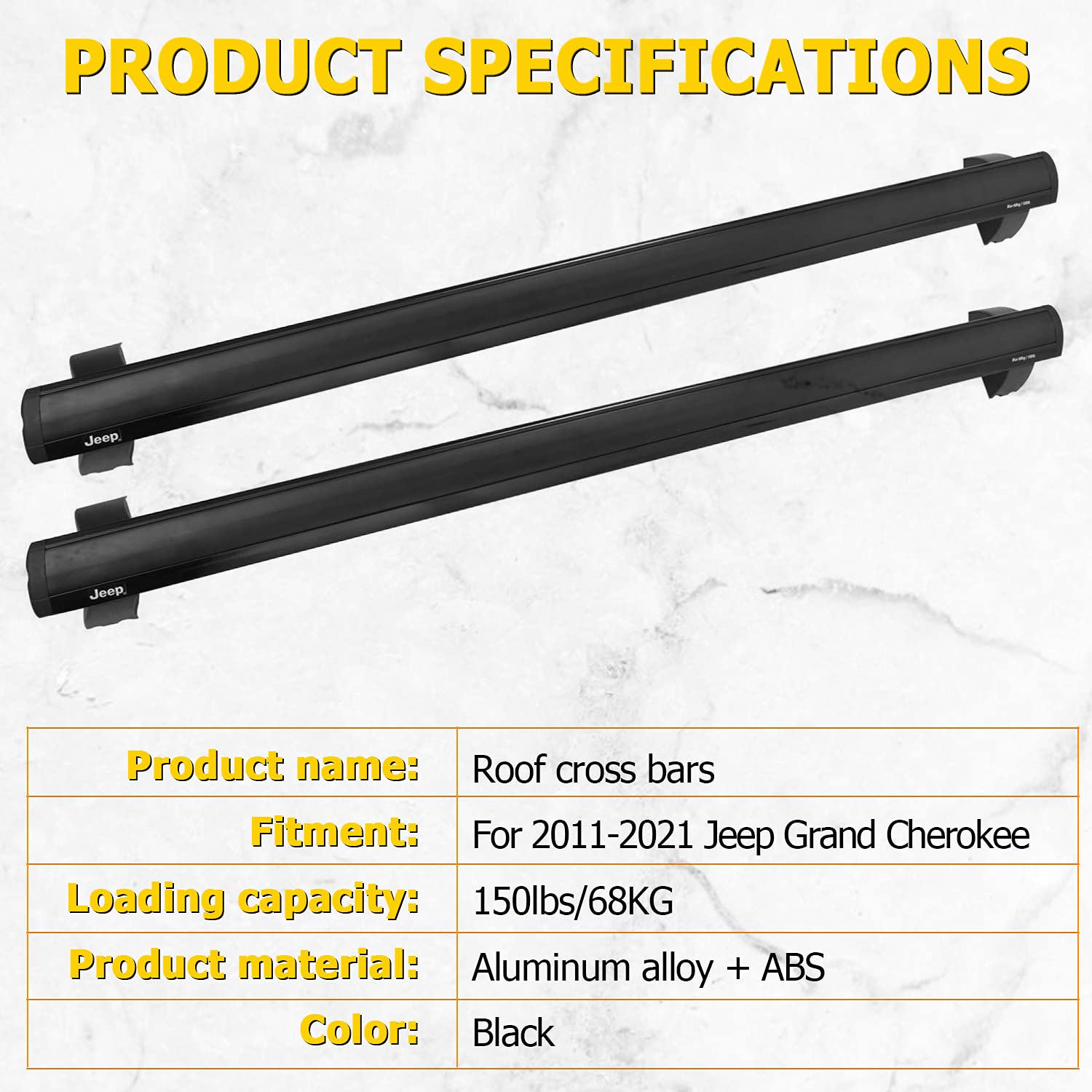 AUXMART Roof Rack Cross Bars Fit for 20112021 Jeep Grand Cherokee WK2
