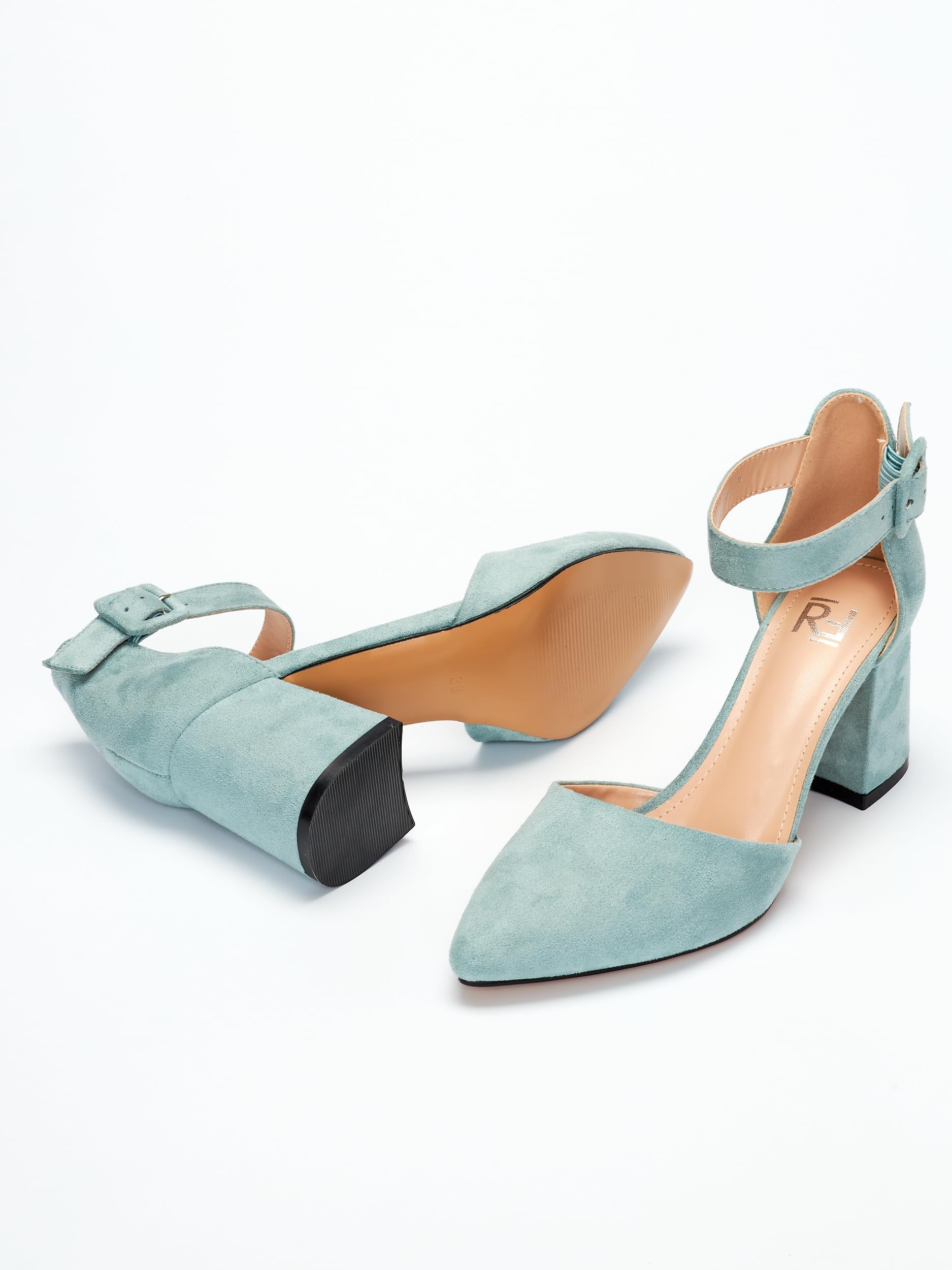 Scarpe con Tacco, 7 cm Tacco Largo, Décolleté Donna, Nero/Beige/Fucsia/Viola/Rosso/Bordo/Blu/Bianсhe/Verde/Grigie/Vernice, Tessile/Similpelle, Cinturino alla Caviglia, H1877-A0142