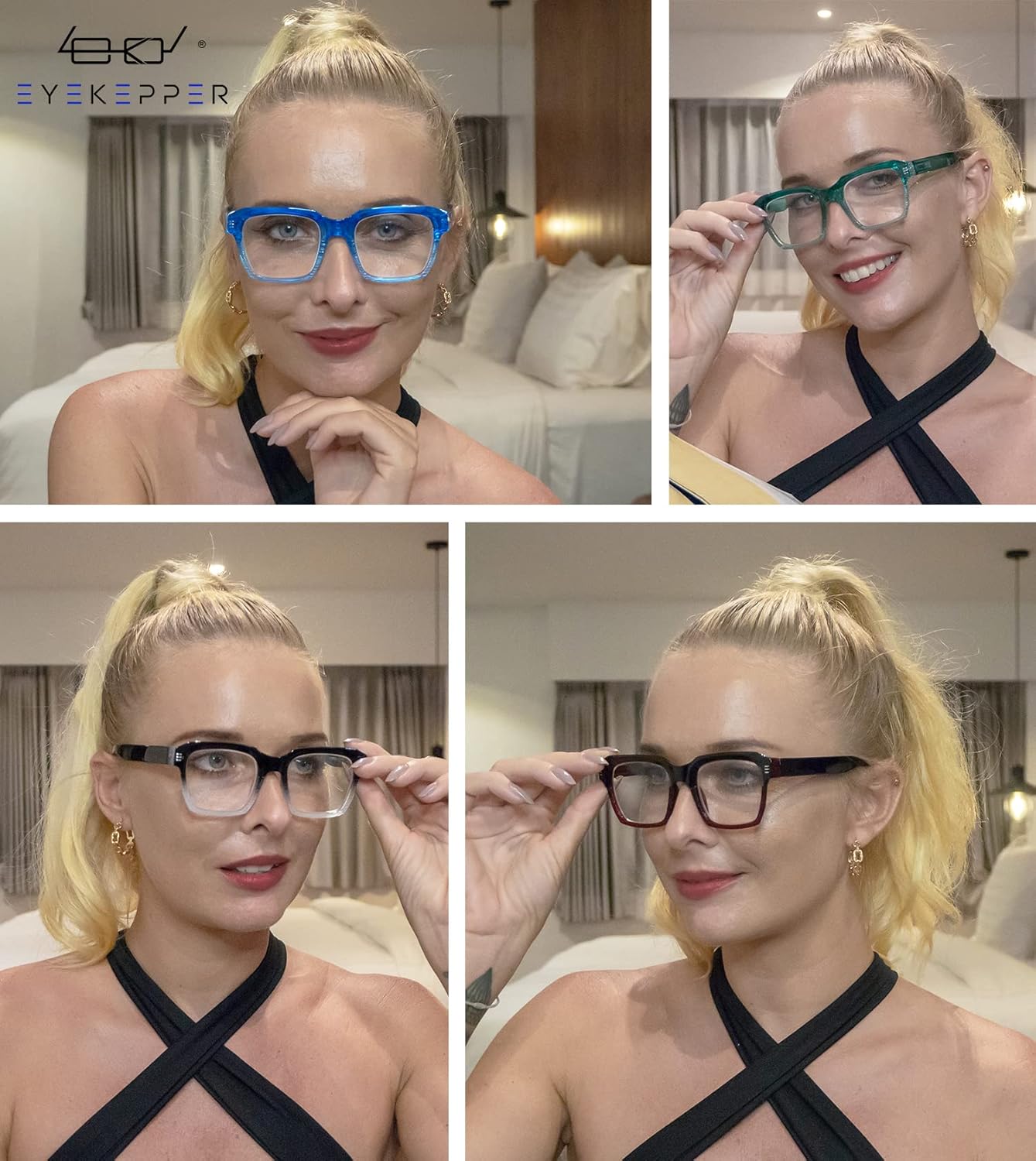 Eyekepper 4 Pack Reading Glasses for Women - Large Frame Ladies Readers +4.0