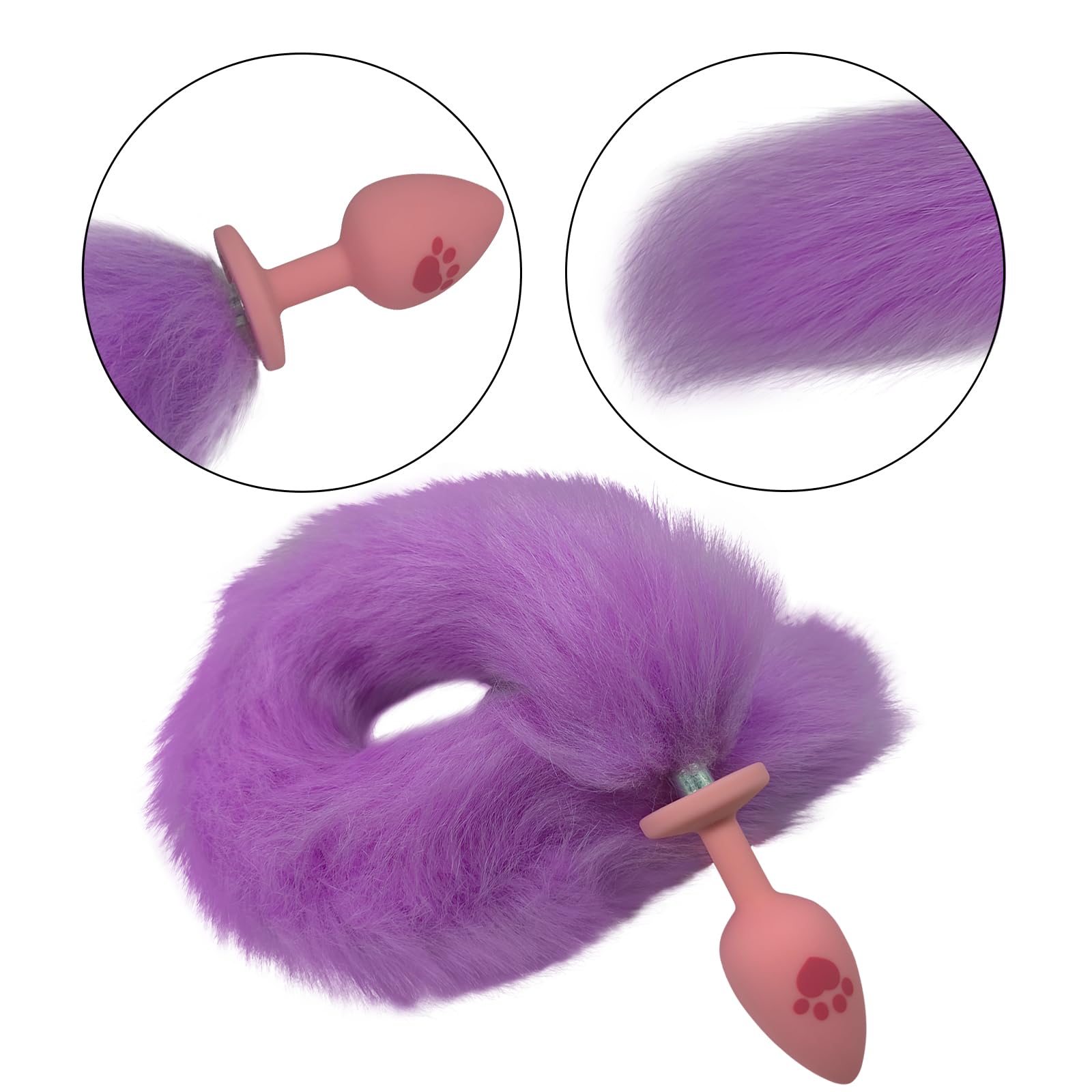 Fox Tail Anal Butt Plug with 3 Replaceable Anal Plugs Silicone Butt Plugs Anal Sex Trainer Cute Sexy Pink Sex Fox Tail Anal Sex Toys for Beginner Women Men Couple Cosplay Anal Tail Sex Toys YLMXHFC: Purple