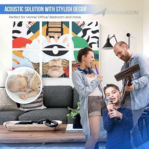 Miniatura 6 de Arrowzoom 12 paneles de pared de fieltro personalizados para pared, azulejos acústicos decorativos, reducción de ruido, grabación, sala de estudio,