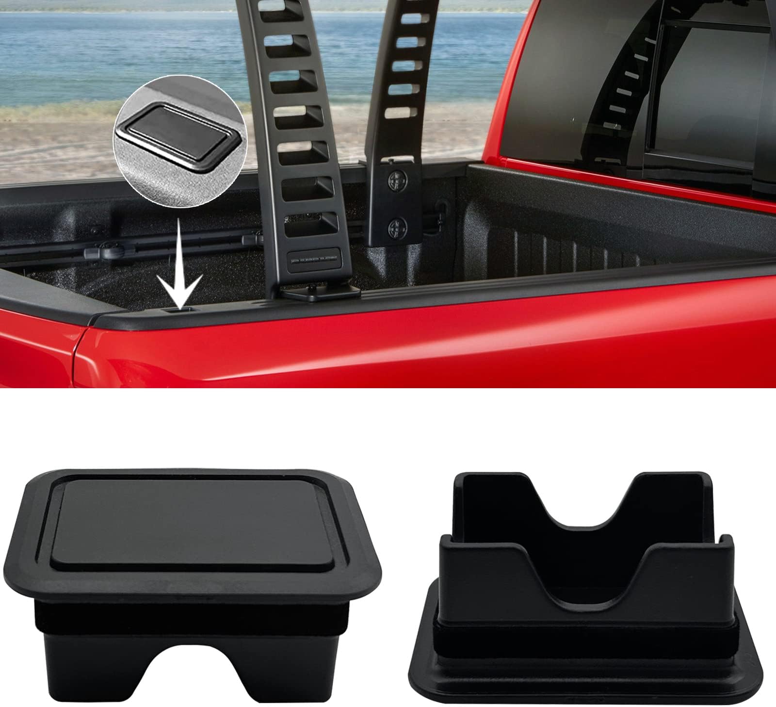 Ram 1500 Stake Pocket Covers, Bed Rail Stake Pocket Covers Compatible with 2019-2021 Dodge Ram 1500, Caps Rail Hole Plugs, Rear Truck Tonneau Covers Stake Holes Caps Plugs Car Accessories (2 Pieces)