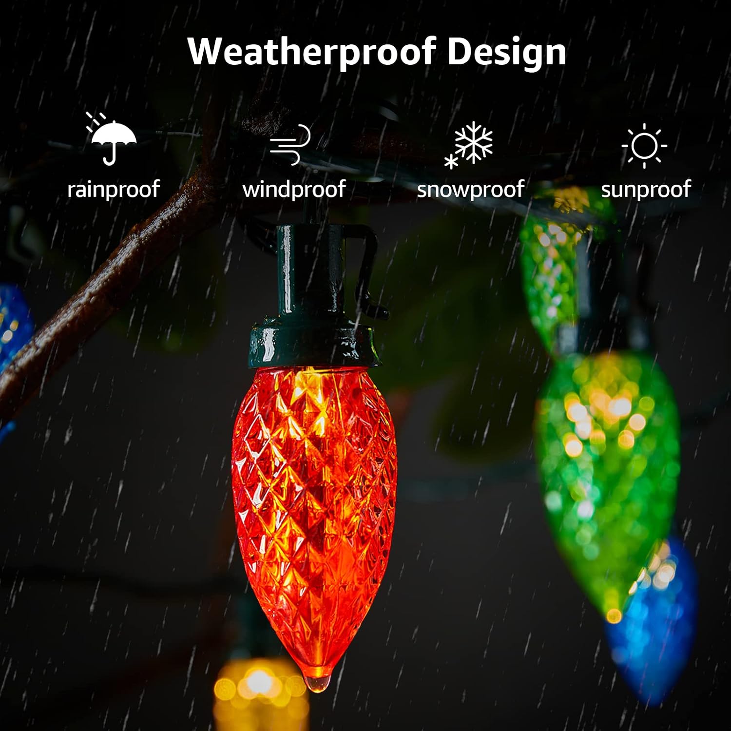 BlcTec C9 Christmas Lights Outdoor 50LED 49 FT Plug in Christmas String Lights with 8 Modes, Waterproof, Timer Function & Extendable for Indoor Outdoor Wedding Party Christmas Decorations, Multicolor