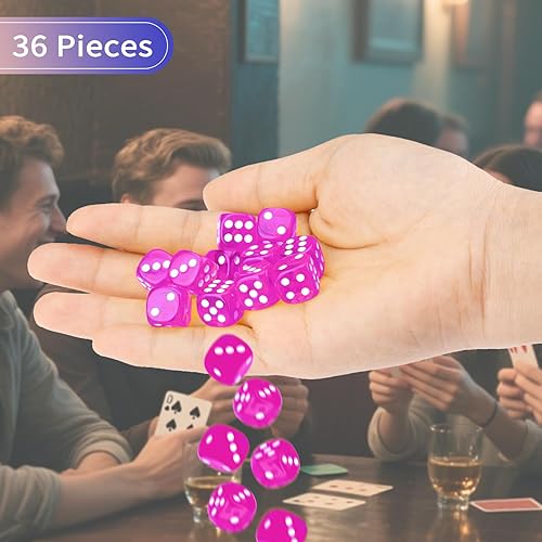 Vista 70 de Juego de 36 dados de 0.472 in de 6 caras de 0.472 pulgadas, juego de dados D6 de colores translúcidos, dados estándar de 6 caras