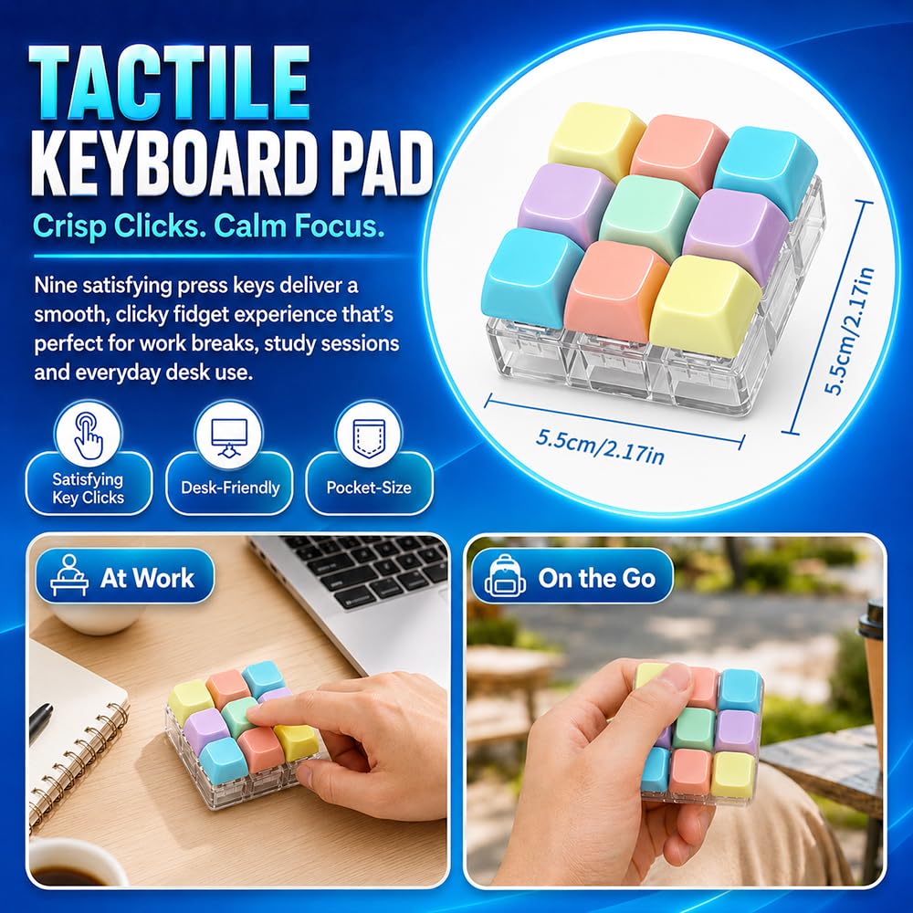 5 Stück Fidget Toys Set für Kinder Erwachsene, Sensory Pack mit Fidget Slider Fidget Cube Pad Finger Fahrrad Kette, Coole Gadgets Schreibtisch Handkreisel Party Geschenk