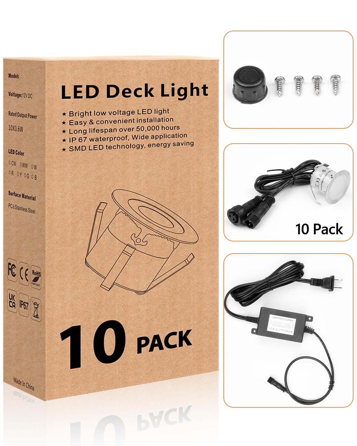 HIBOITEC 10 Pezzi Faretti da Incasso per Esterno, Segnapasso Led Incasso Impermeabile IP67, Faretti LED incorporato per Terrazze Giardino Scale Pavimento (Bianco Caldo)