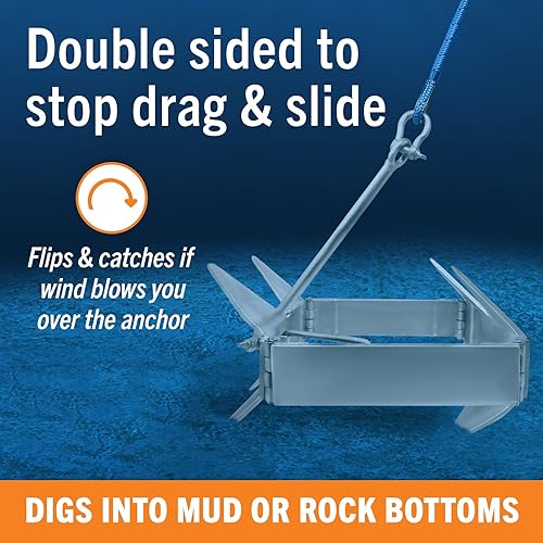 Miniatura 7 de Anclaje de caja de barco para barcos, anclaje plegable pequeño y grande, evita el anclaje deslizante de 13 libras, 19 libras y 26 libras hasta 22,