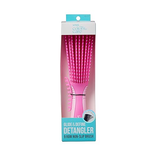 KISS Colors  Care Glide  Define Detangler Cepillo antideslizante de 9 filas grande rosa para todo tipo de cabello sin enredos suave resultados