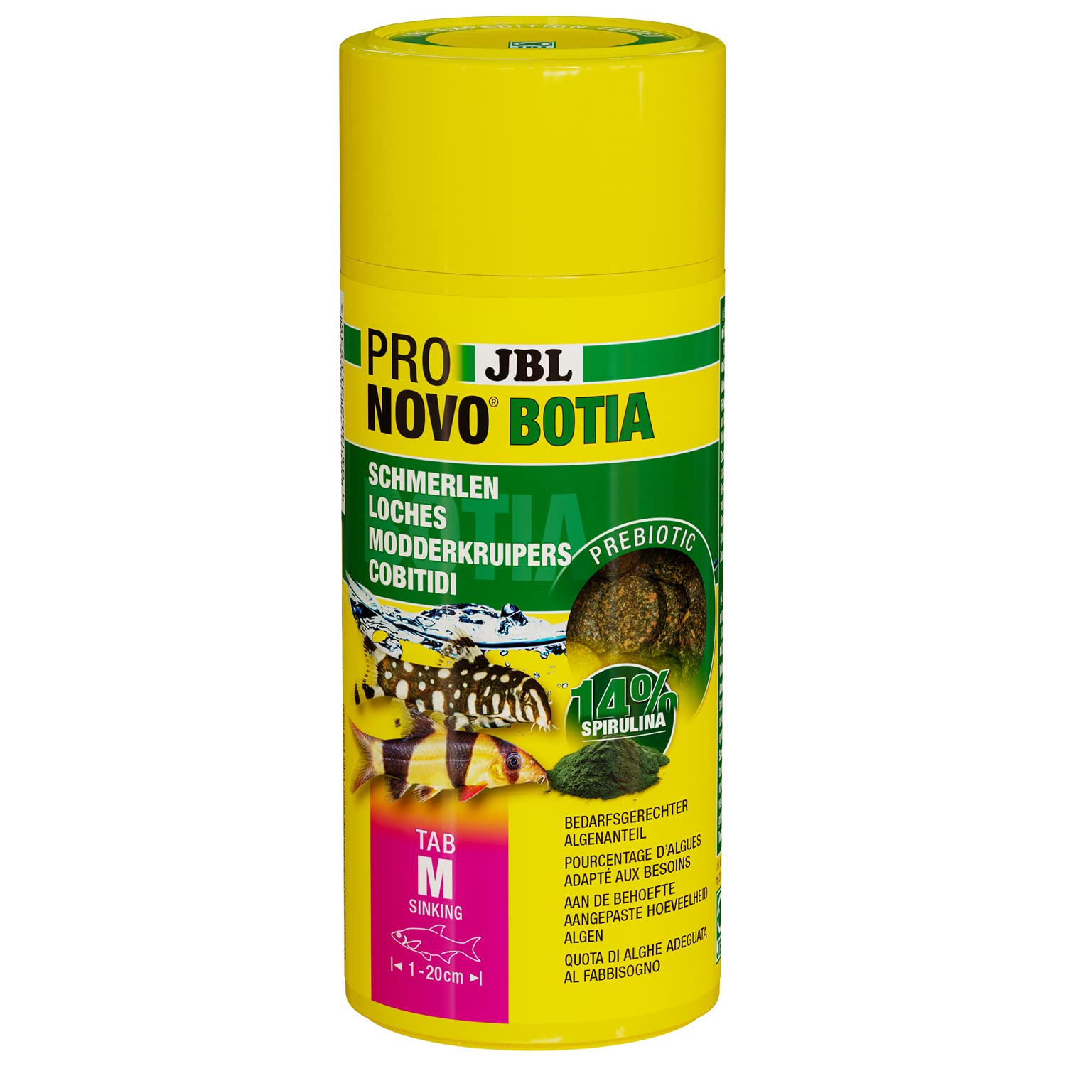 JBL PRONOVO BOTIA Tab, alimento básico para lochas de 1-20 cm, tabletas alimentarias para Peces, Talla M, 250 ml