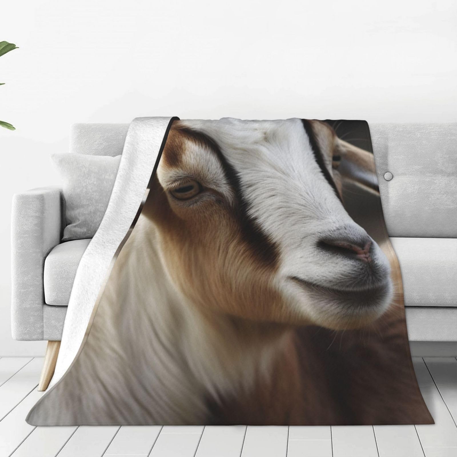 KLOPH Animals Goat Throw Blanket 80"x60" Flannel Fluffy Warm Blanket for Couch, Reversible Plush Blankets for Bed, Comfy Fuzzy Blanket for Sofa, Plush Lightweight-Blankets for All Season