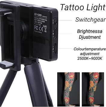 Tattoo Light kit, 120 LED Wicks, Polarized Lens for iPhone with 52mm CPL Lens Filter, Adjustable Tripod, Dual Clips, Suitable for Tiktok Photography, Tattoo and Jewelry