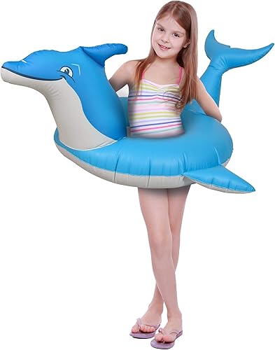 GoFloats Dolphin Pool Float Party Tube - Balsas inflables para adultos y niños