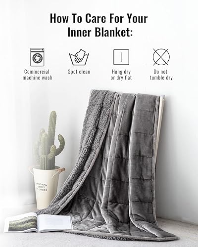 Miniatura 7 de Uttermara Manta con peso tamaño Queen de 20 libras, 60 x 80 pulgadas, acogedora manta con peso Sherpa con forro polar de felpa suave, cálida manta