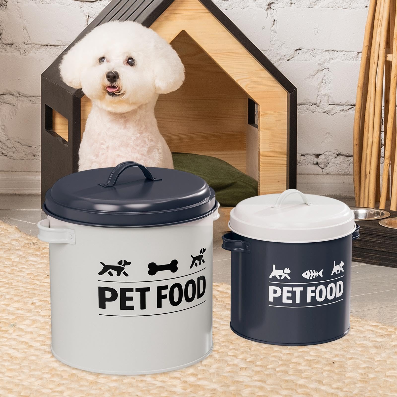 MagiDeal 2 Contenedores herméticos de Hierro para golosinas de Perros y Gatos, Ideales para almacenar Comida y Otros Alimentos de Mascotas