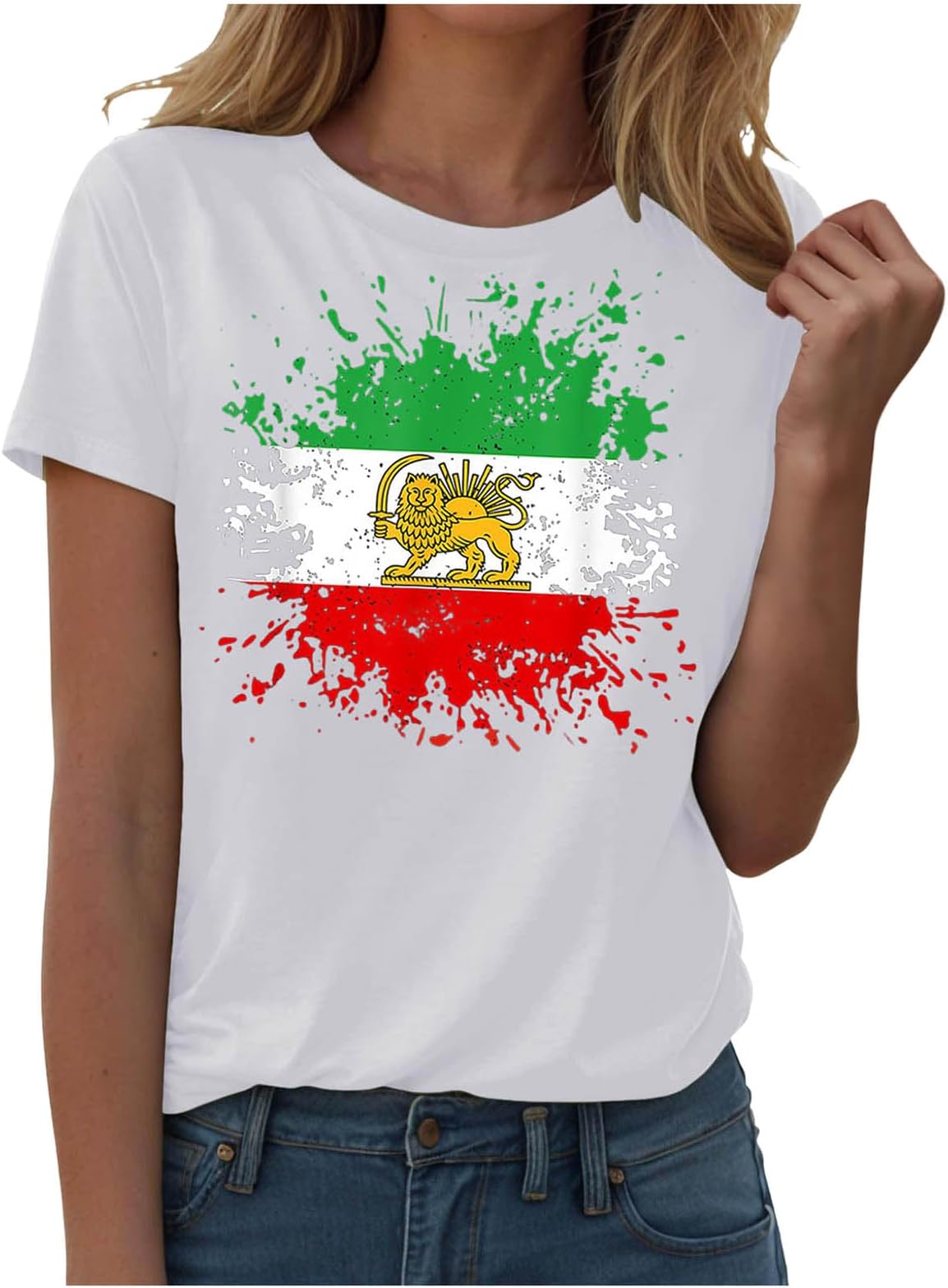 Iran Persian Lion and Sun Symbol T Shirt Iran Flag T Shirt,Iran's Flag with Crown Sun Emblem and Lion Shirt Vintage Persian for Adults Emblem, Vintage Heritage Iranian Heritage Graphic Tee