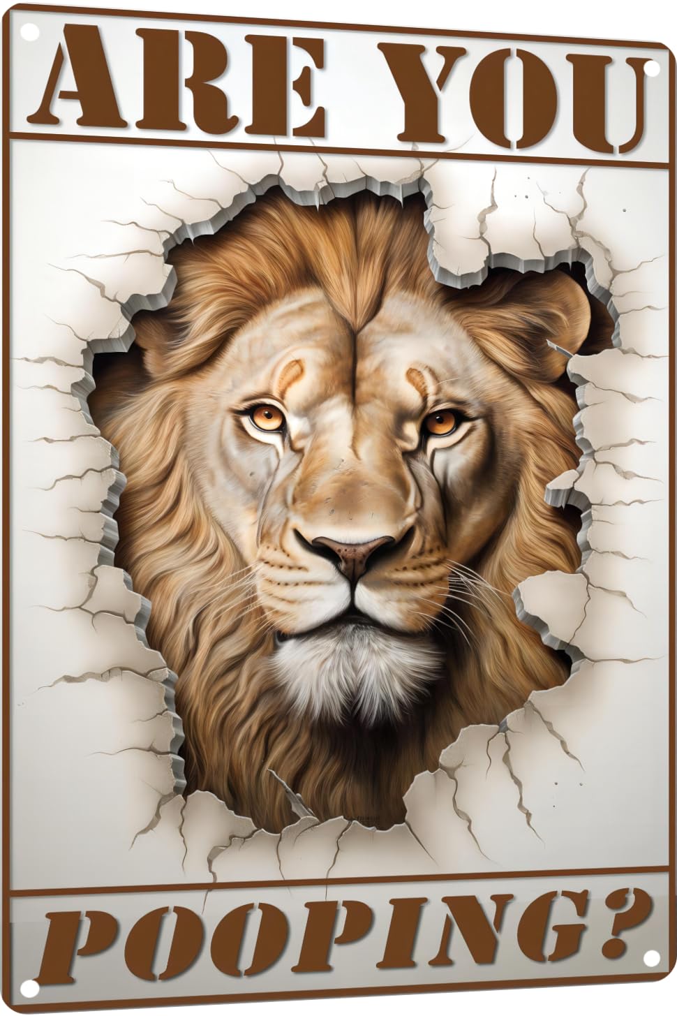 Plaque en métal Lion décoration WC et salle de bain rétro humoristique