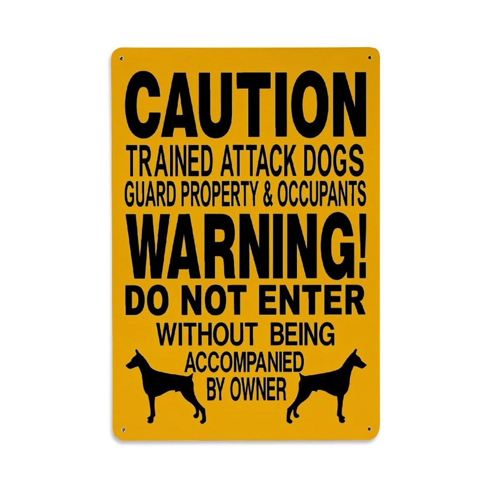 Caution Warning Dogs Guard Property Retro Metal Tin Sign, Vintage Decor Art Poster for Bar, Home, Man Cave, Kitchen, Laundry Room Gift 8x12Inch