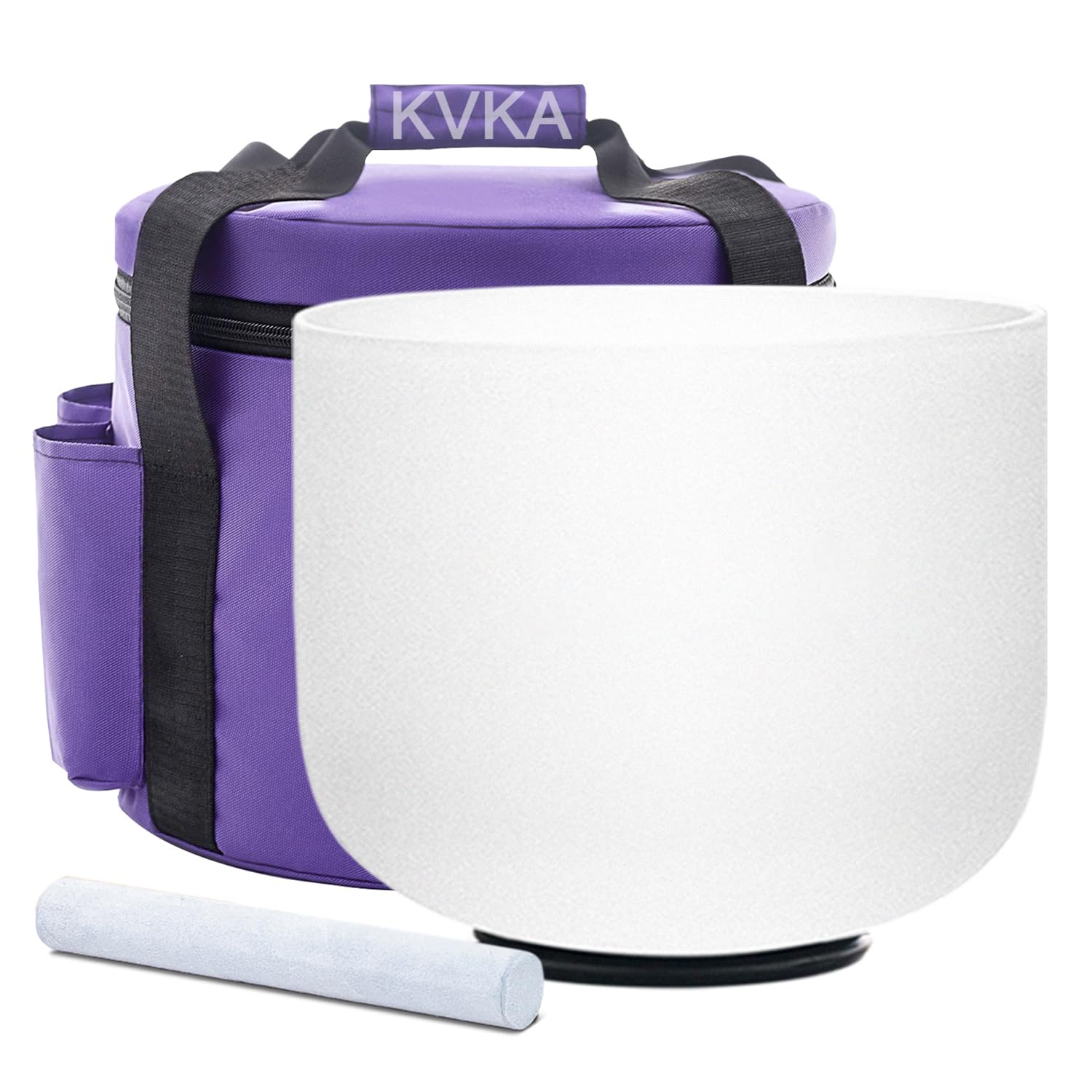 KVKA Campana tibetana in cristallo, 20 cm, 432 Hz, 20 cm, colore bianco | Campana tibetana per yoga, meditazione, guarigione, rilassamento, antistress, con borsa per il trasporto