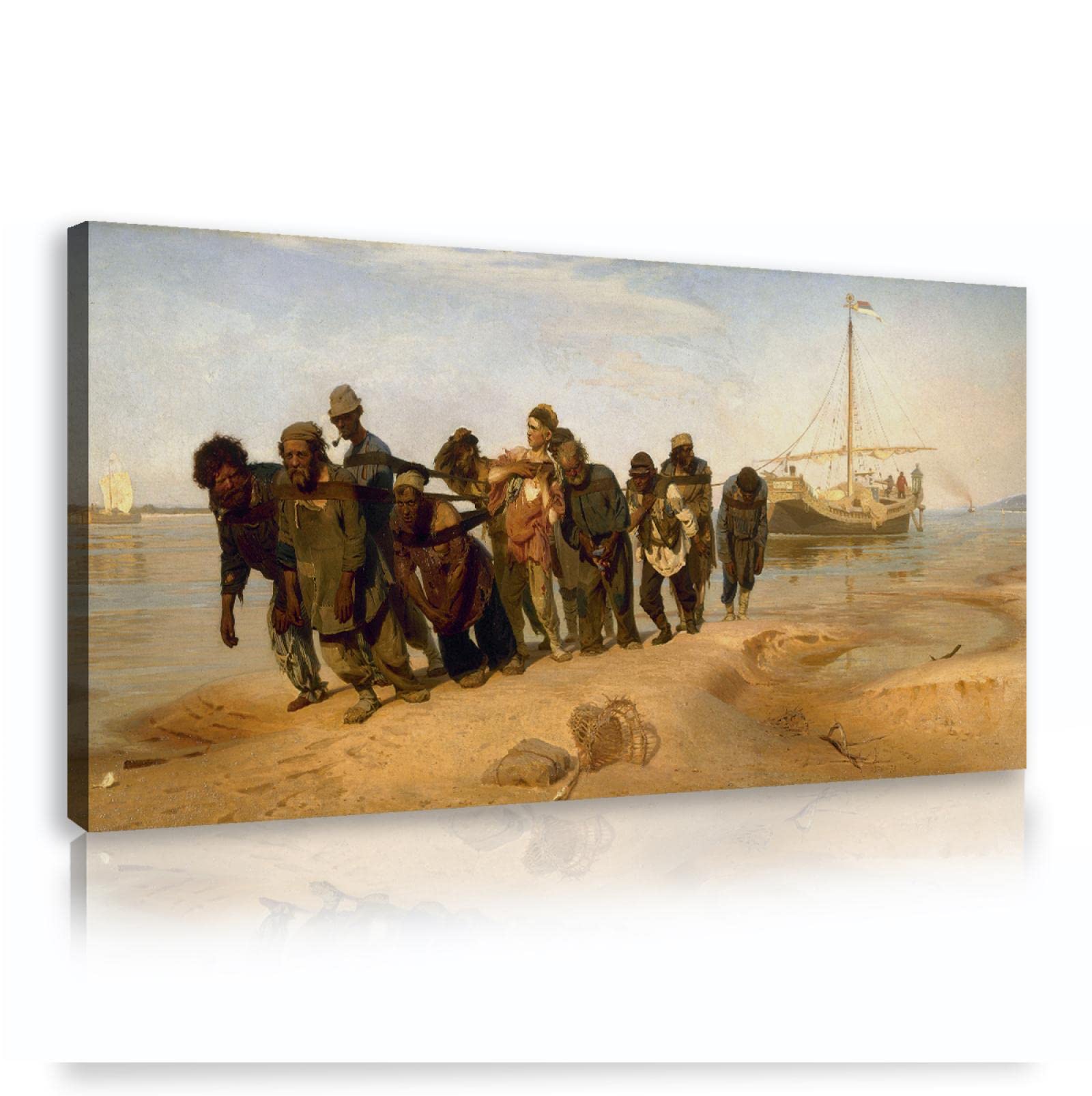 Barge Haulers on the Volga Prints Painting Morden Canvas Art Home Decor Picture Wall Pictures for Living Room Ilya Repin Ready to Hang 60x120cm Innerframe