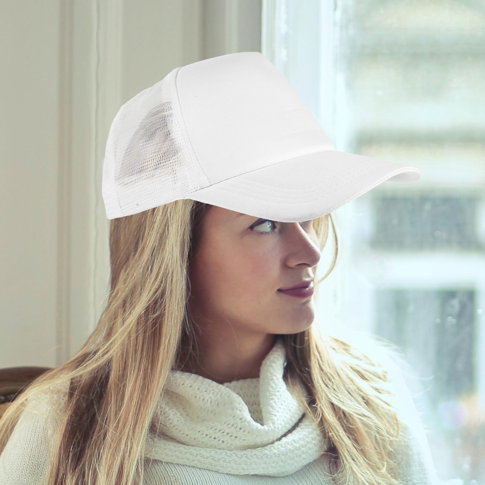 BESTonZON 10 Gorras de Béisbol en Color Claro para Sublimar Malla, Ligeras Poliéster, Ideales para Bricolaje y Actividades al Aire Libre como Pesca y Escalada