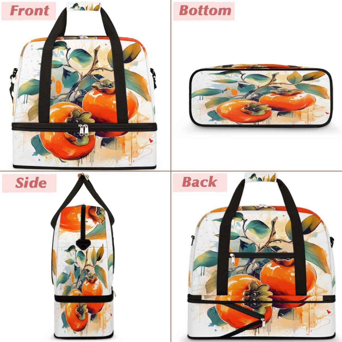 QsirBC Funny Fruits Texture Gym Bag for Women Duffle Tote with Shoes Compartment Men Weekender Duffel for Dance Travel Sports Swimming Overnight