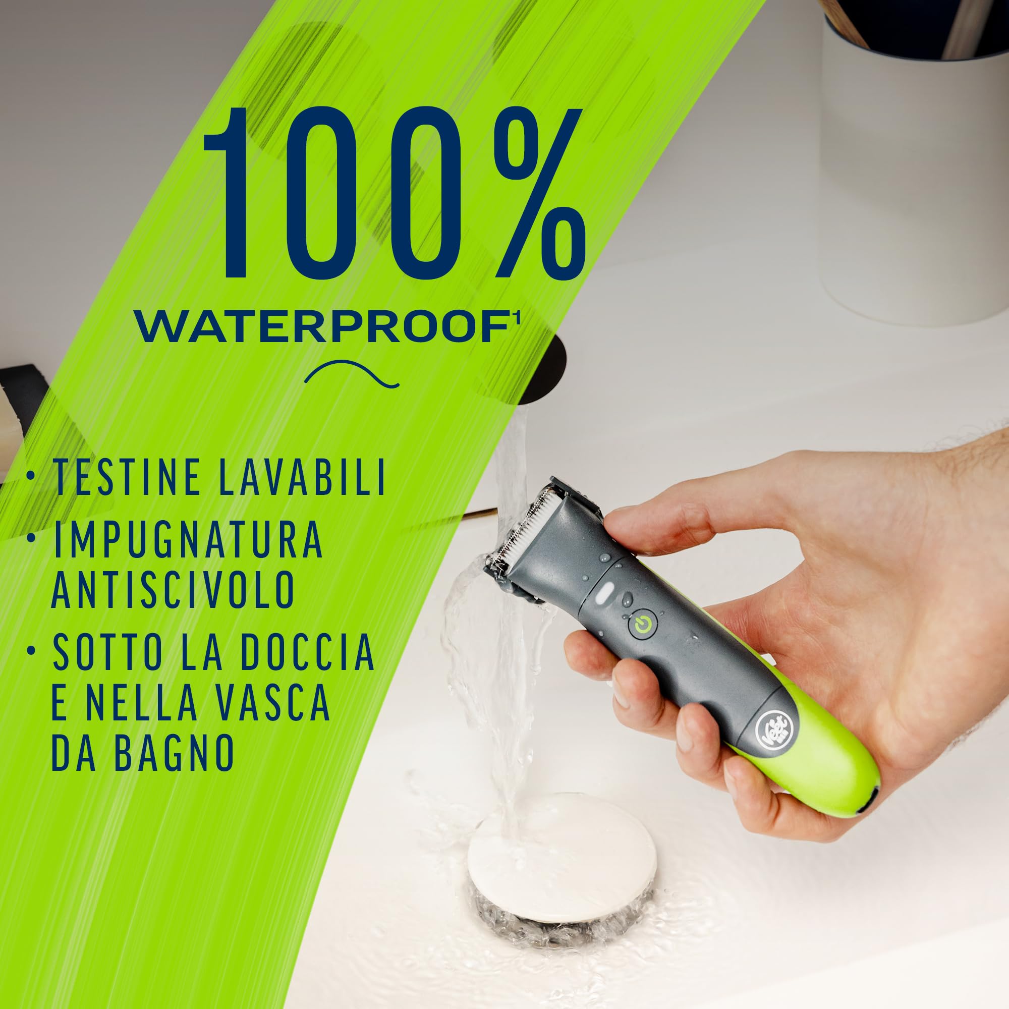 Veet Men Intimate Trimmer TOTAL PROTM, Rasoio elettrico uomo corpo e parti intime, 1 testina per zona intima e corpo e 2 pettini guida, Rifinitura precisa, Cordless + Crema 200 ml Pelli Sensibili