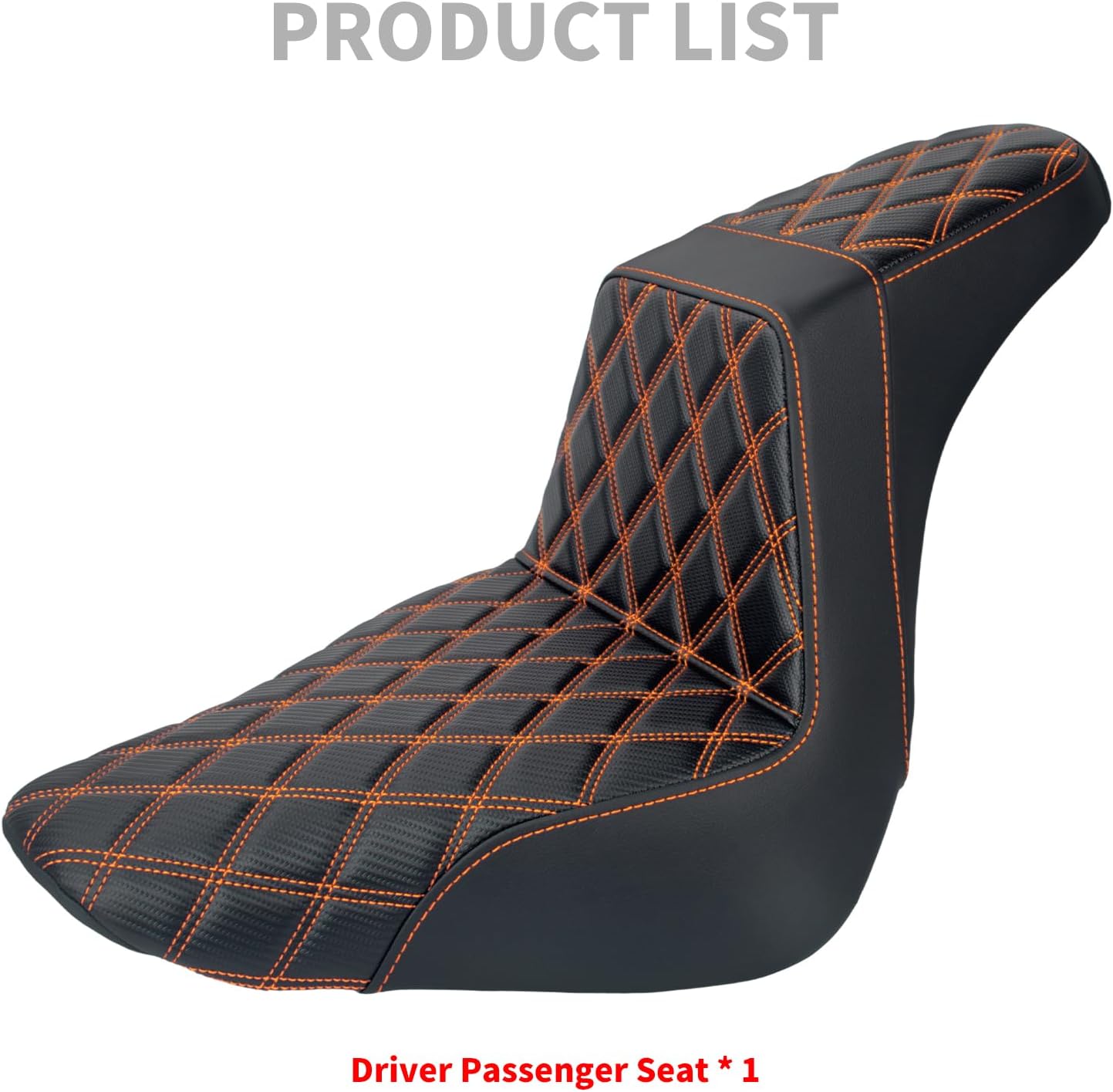 HDBUBALUS Driver Passenger Seat Motorcycle Two-Up Seat Fit for Harley FLSTF FXBRS Softail Fatboy 2018-2025 Breakout 2023-2025 (Orange Stitching)