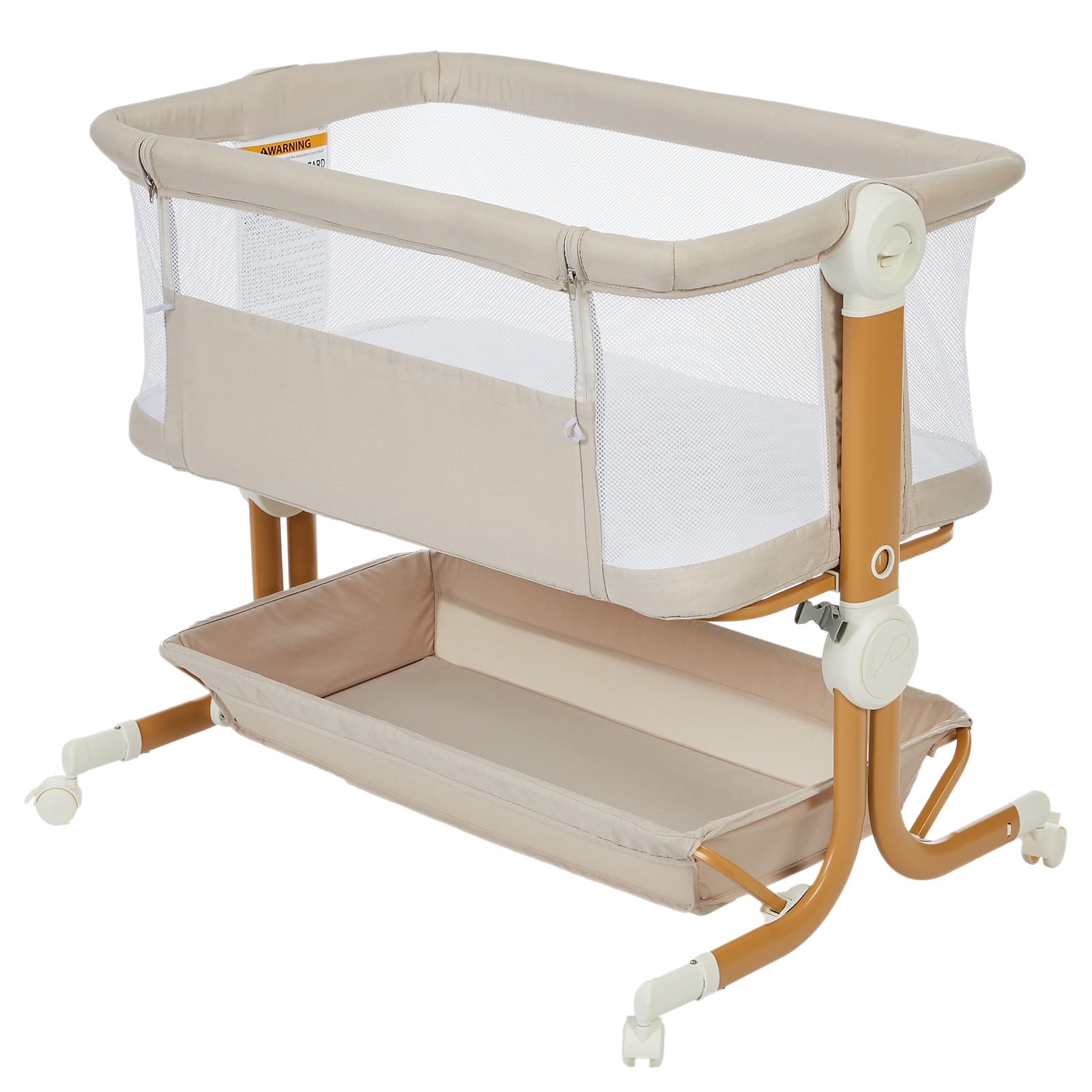 3 in 1 Baby-Beistellbett mit Weich Matratze | Sicher Getestet & Vielseitig Einsetzbar, 7-Fach Höhenverstellung, Faltbare Seitenwand mit Rollen für Zuhause und Unterwegs