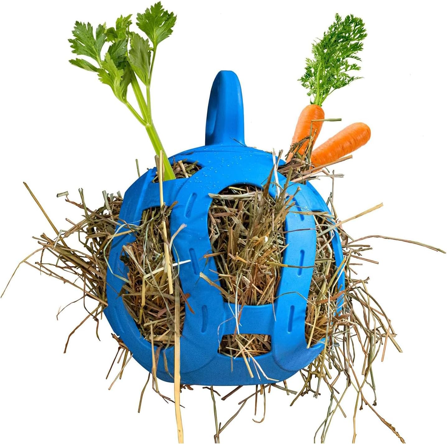 Horsemen's Pride Jolly Hay Ball Stall Toy for Horses, Blue, 8" | Fill with hay and treats to reduce stall boredom, provides mental stimulation and slow feeding enrichment for horses