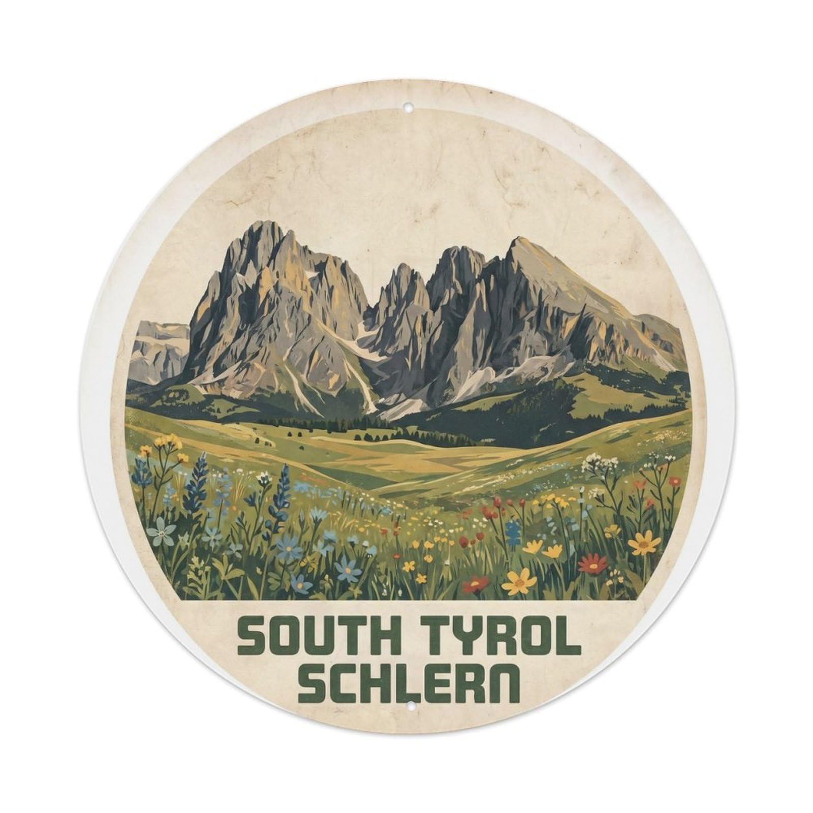 South Tyrol Italy Heritage City Travel Schlern Vintage Metal Tin Sign