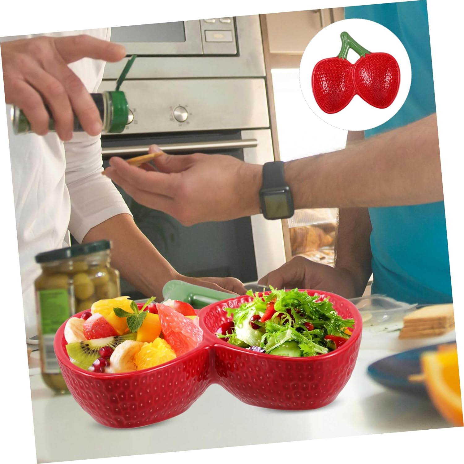 OUNONA Strawberry Shaped Ceramic Serving Plate Elegant Japanese Design Decorative Fruit Bowl for Salads Sashimi and More Porcelain Appetizer Plate Unique Tableware